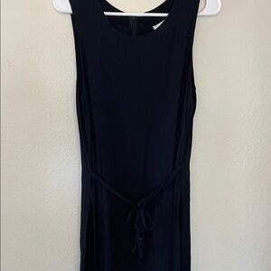 Laura Ashley Black Sleeveless Midi Dress with Tie Waist